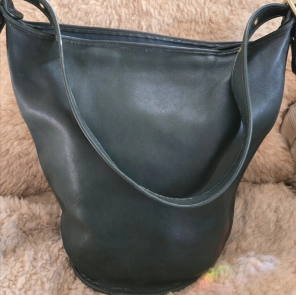 Coach Vintage Duffle Sac 9085 Forest Green Leather XL Feed Shoulder Bag 1994 USA - Picture 4 of 14